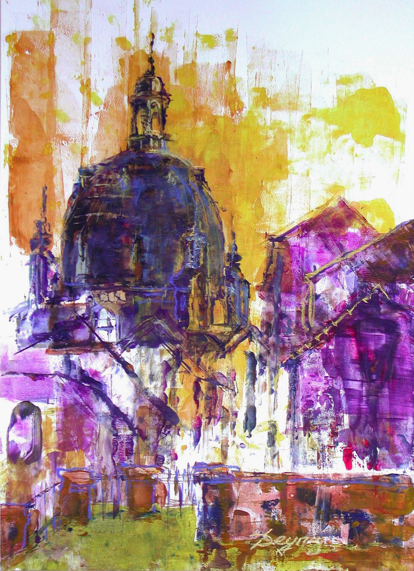 Dresden "Frauenkirche", Acryl & Pastell (43x61cm)